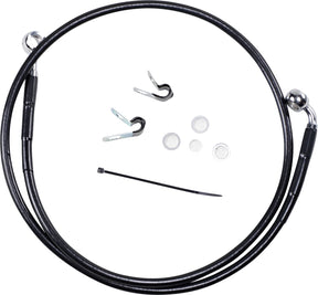 Drag Specialties Front Brake Line Black Vinyl Coated Stainless Steel Extended 6" Brake Lines Hoses Stainless Drag Specialties