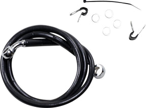 Drag Specialties Front Brake Line Black Vinyl Coated Stainless Steel Extended 2" Brake Lines Hoses Stainless Drag Specialties
