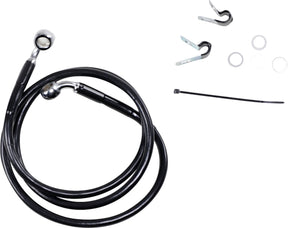 Drag Specialties Front Brake Line Black Vinyl Coated Stainless Steel Extended 4" Brake Lines Hoses Stainless Drag Specialties