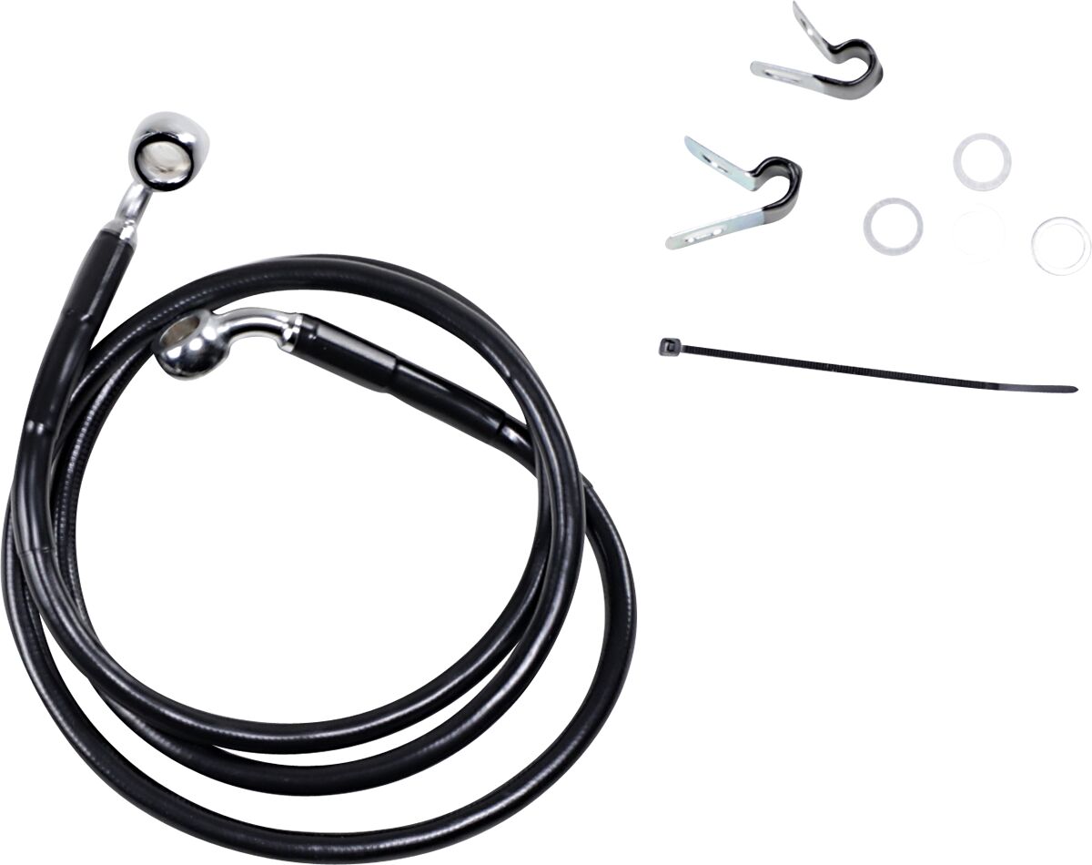 Drag Specialties Front Brake Line Black Vinyl Coated Stainless Steel Extended 4" Brake Lines Hoses Stainless Drag Specialties