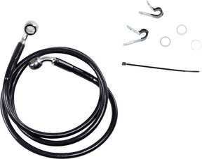 Drag Specialties Front Brake Line Black Vinyl Coated Stainless Steel Extended 4" Brake Lines Hoses Stainless Drag Specialties