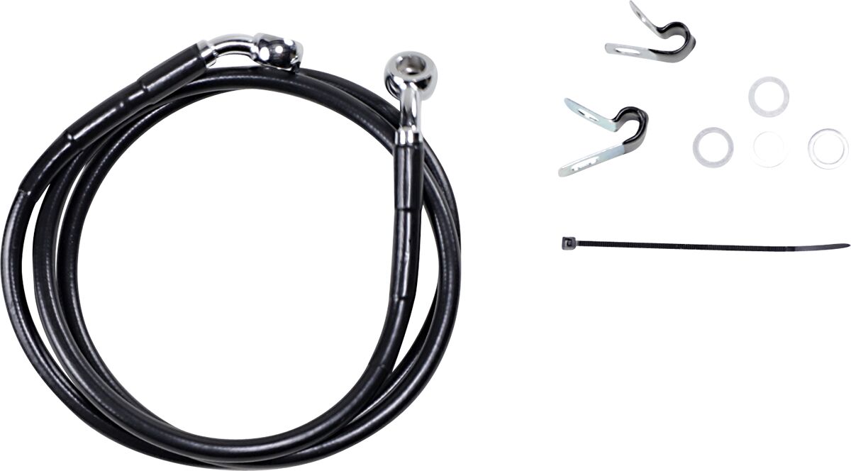 Drag Specialties Front Brake Line Black Vinyl Coated Stainless Steel Extended 6" Brake Lines Hoses Stainless Drag Specialties