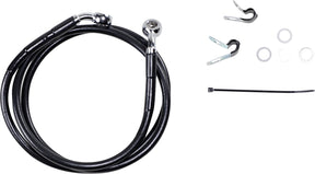 Drag Specialties Front Brake Line Black Vinyl Coated Stainless Steel Extended 6" Brake Lines Hoses Stainless Drag Specialties