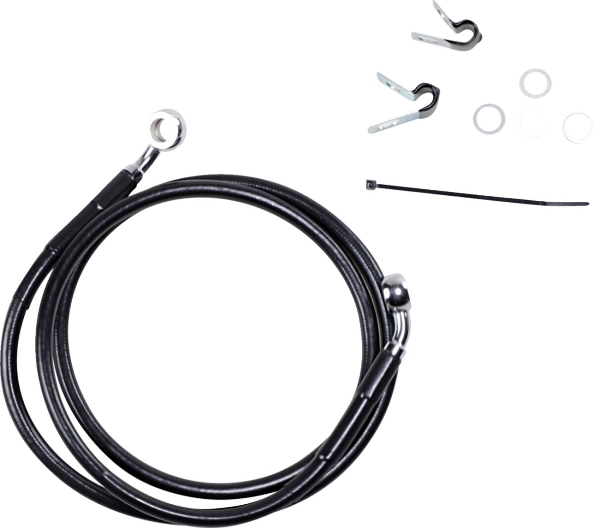 Drag Specialties Front Brake Line Black Vinyl Coated Stainless Steel Extended 8" Brake Lines Hoses Stainless Drag Specialties