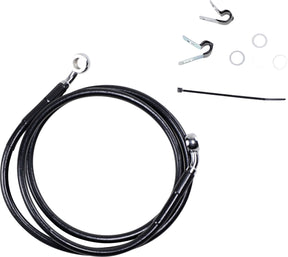 Drag Specialties Front Brake Line Black Vinyl Coated Stainless Steel Extended 8" Brake Lines Hoses Stainless Drag Specialties