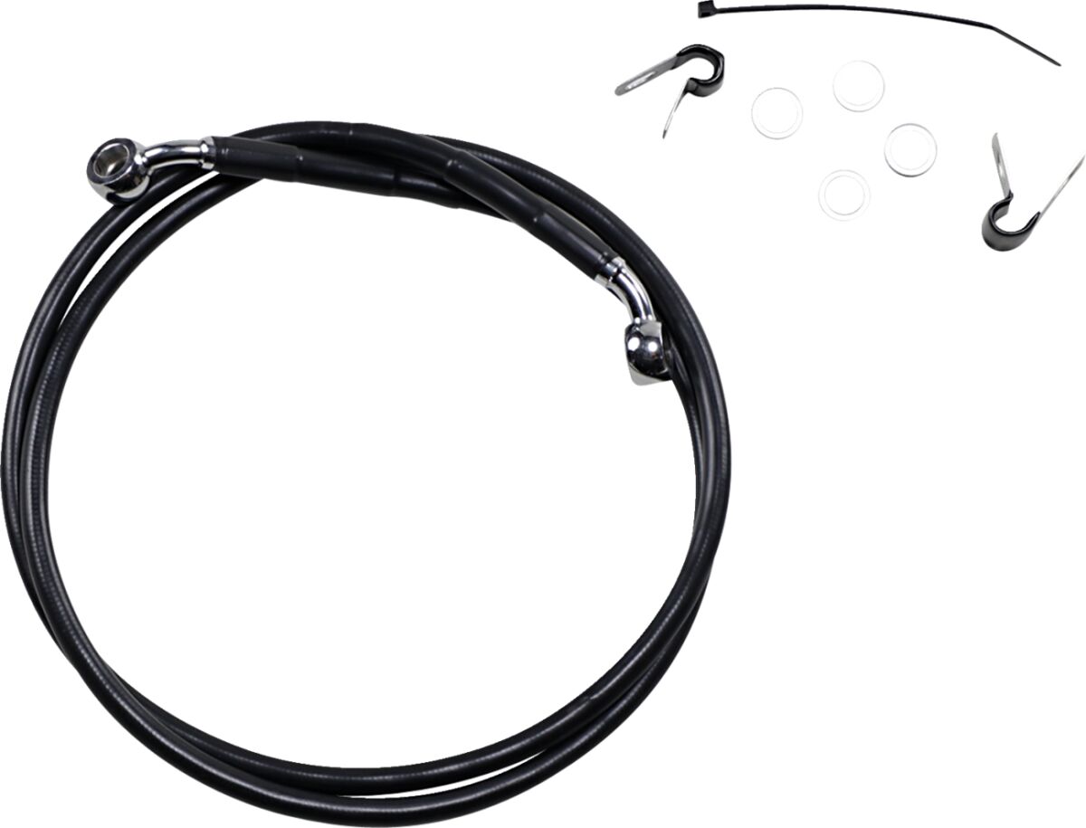 Drag Specialties Front Brake Line Black Vinyl Coated Stainless Steel Extended 10" Brake Lines Hoses Stainless Drag Specialties
