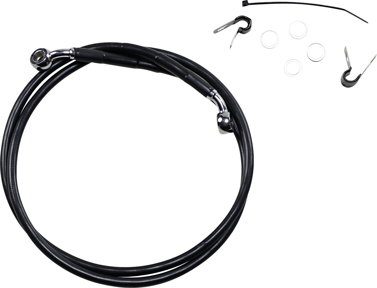 Drag Specialties Front Brake Line Black Vinyl Coated Stainless Steel Extended 10" Brake Lines Hoses Stainless Drag Specialties