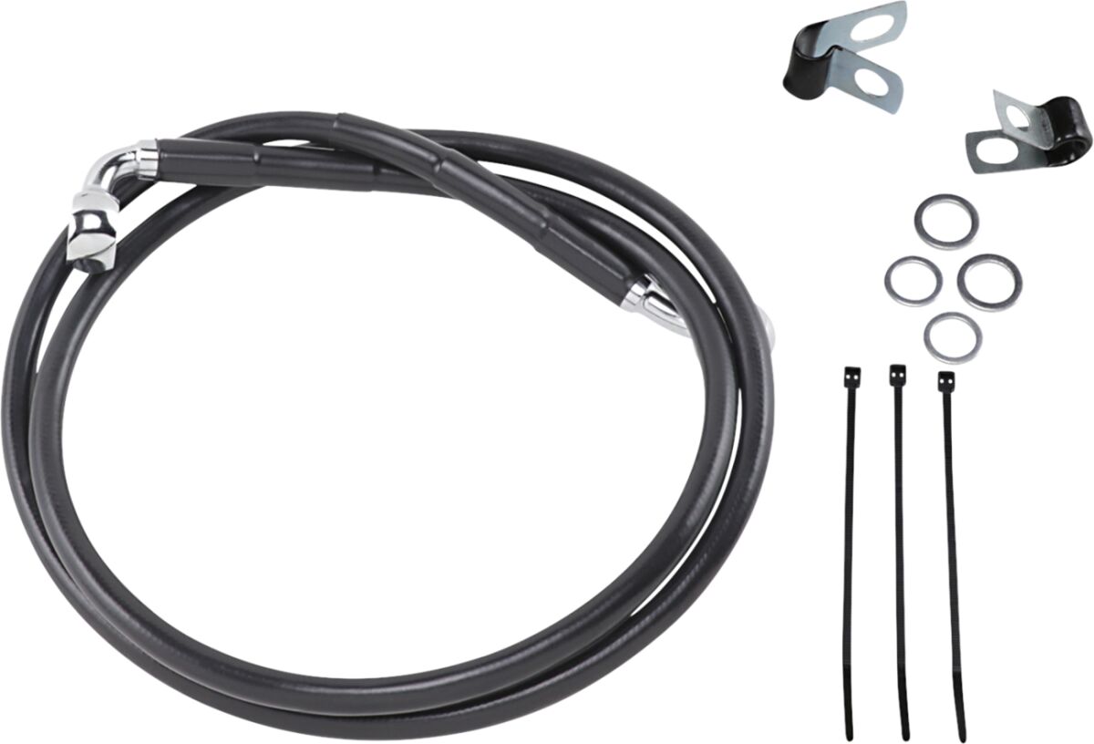 Drag Specialties Front Brake Line Black Vinyl Coated Stainless Steel Brake Lines Hoses Stainless Drag Specialties