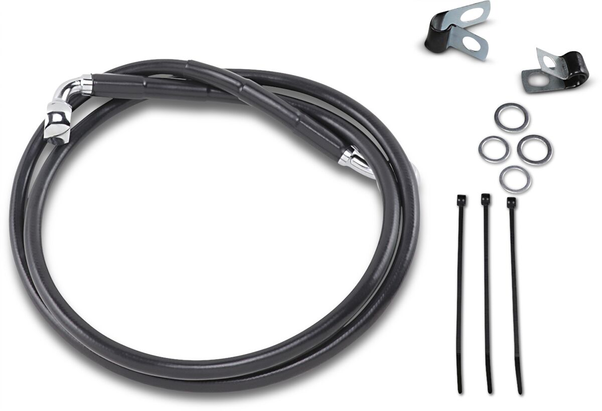 Drag Specialties Front Brake Line Black Vinyl Coated Stainless Steel Brake Lines Hoses Stainless Drag Specialties