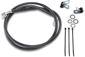 Drag Specialties Front Brake Line Black Vinyl Coated Stainless Steel Extended 2" Brake Lines Hoses Stainless Drag Specialties