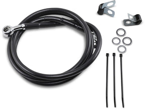 Drag Specialties Front Brake Line Black Vinyl Coated Stainless Steel Extended 8" Brake Lines Hoses Stainless Drag Specialties