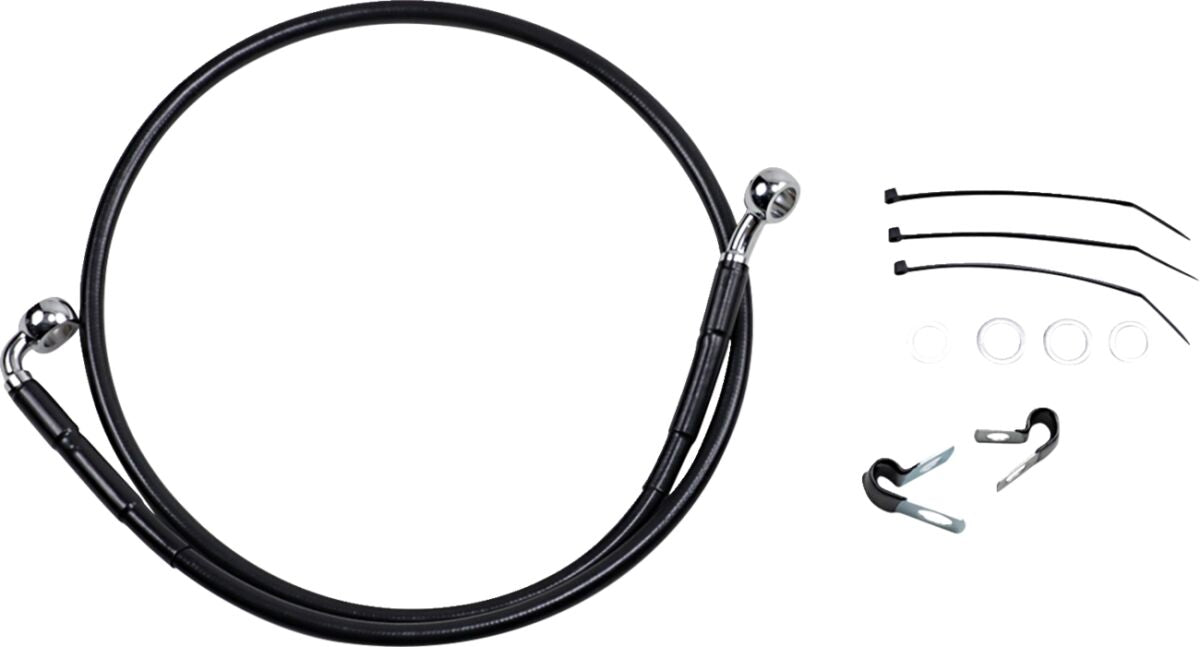 Drag Specialties Front Brake Line Black Vinyl Coated Stainless Steel Brake Lines Hoses Stainless Drag Specialties
