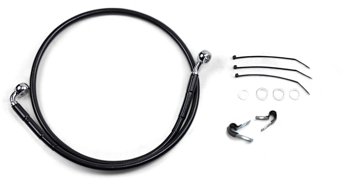 Drag Specialties Front Brake Line Black Vinyl Coated Stainless Steel Brake Lines Hoses Stainless Drag Specialties