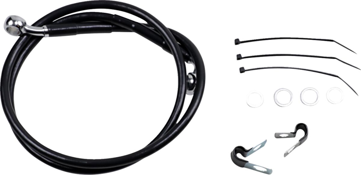 Drag Specialties Line Brk Ft Fxd 00 5 Bk+2 BRAKE LINES-HOSES-STAINLESS ST Drag Specialties