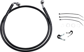 Drag Specialties Front Brake Line Black Vinyl Coated Stainless Steel Extended 4" Brake Lines Hoses Stainless Drag Specialties