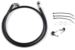 Drag Specialties Front Brake Line Black Vinyl Coated Stainless Steel Extended 4" Brake Lines Hoses Stainless Drag Specialties