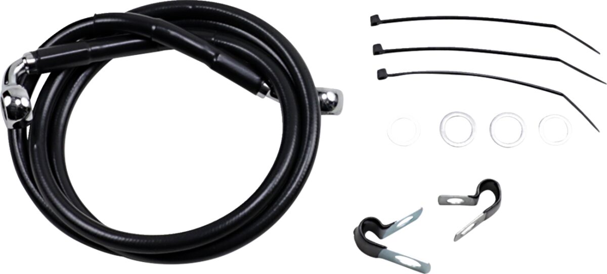 Drag Specialties Line Brk Ft Fxd 00 5 Bk+6 BRAKE LINES-HOSES-STAINLESS ST Drag Specialties