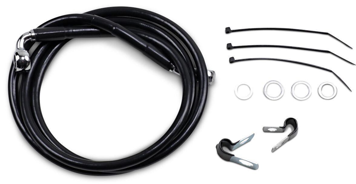 Drag Specialties Front Brake Line Black Vinyl Coated Stainless Steel Extended 10" Brake Lines Hoses Stainless Drag Specialties