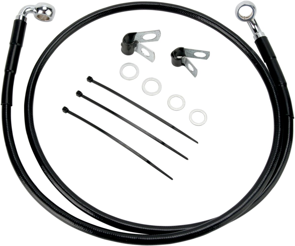 Drag Specialties Front Brake Line Black Vinyl Coated Stainless Steel Extended 2" Brake Lines Hoses Stainless Drag Specialties