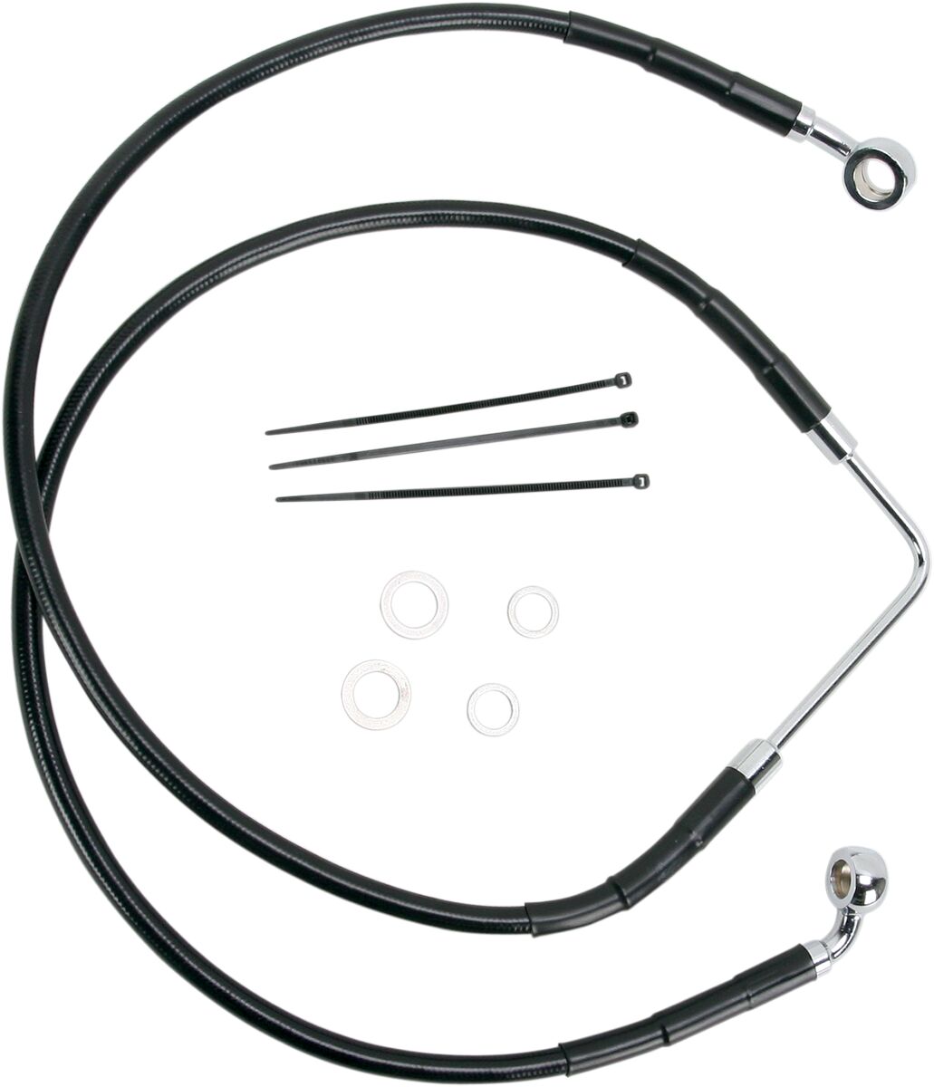 Drag Specialties Front Brake Line Black Vinyl Coated Stainless Steel Brake Lines Hoses Stainless Drag Specialties