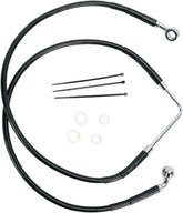 Drag Specialties Front Brake Line Black Vinyl Coated Stainless Steel Brake Lines Hoses Stainless Drag Specialties