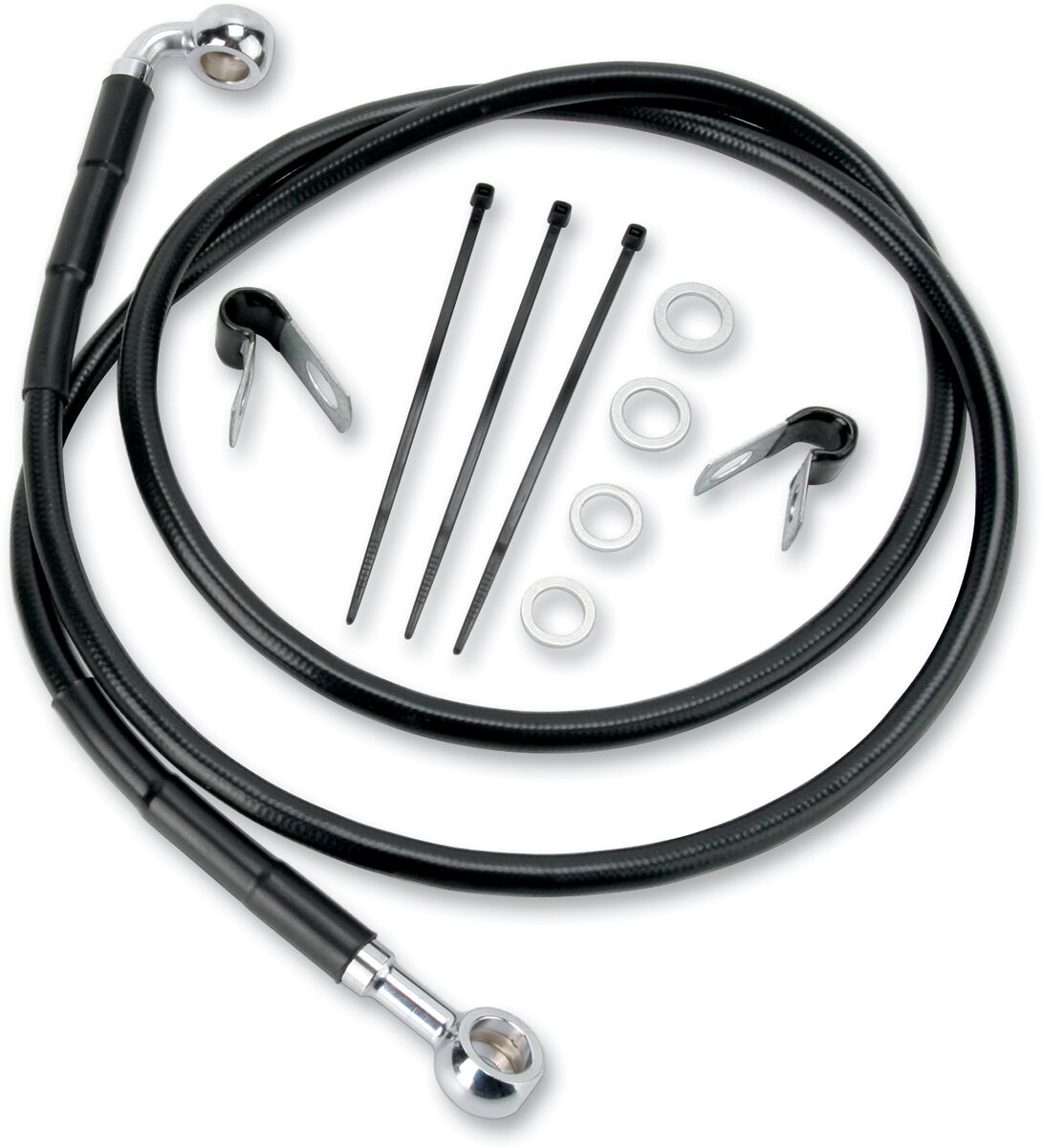 Drag Specialties Line Brk Ft Wg 93 05 Bk+2 BRAKE LINES-HOSES-STAINLESS ST Drag Specialties