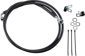 Drag Specialties Front Brake Line Black Vinyl Coated Stainless Steel Extended 8" Brake Lines Hoses Stainless Drag Specialties