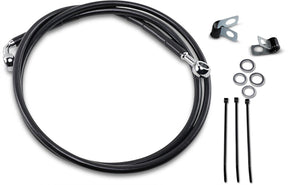 Drag Specialties Front Brake Line Black Vinyl Coated Stainless Steel Extended 8" Brake Lines Hoses Stainless Drag Specialties