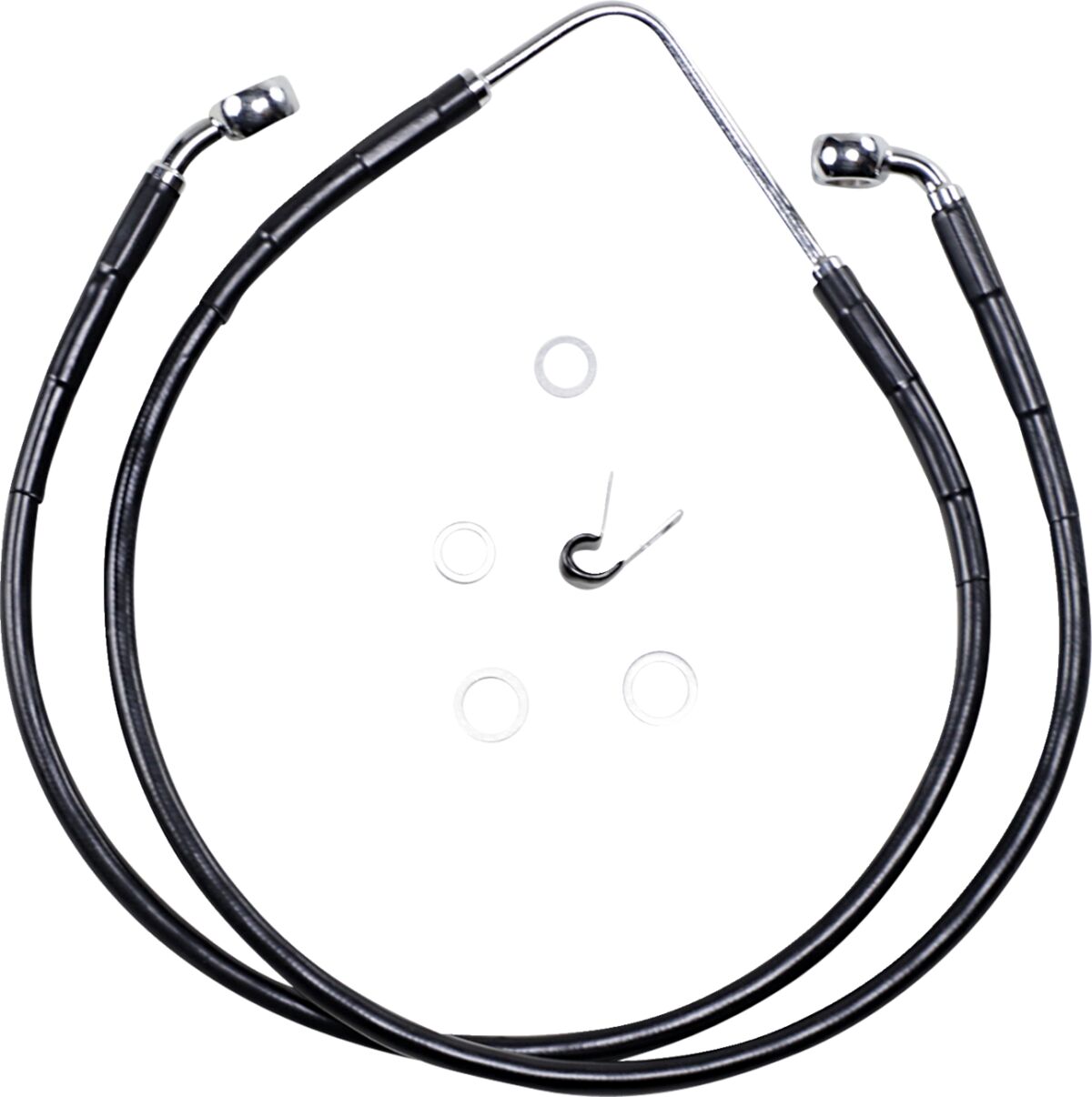 Drag Specialties Line Brk Fr 06 07 Fxdwg Bk BRAKE LINES-HOSES-STAINLESS ST Drag Specialties