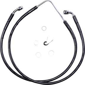 Drag Specialties Line Brk Fr 06 07 Fxdwg Bk BRAKE LINES-HOSES-STAINLESS ST Drag Specialties