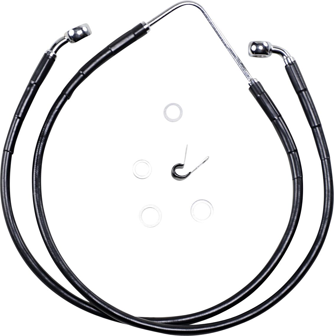 Drag Specialties Line Brk Fr 06 07 Fxdwg Bk BRAKE LINES-HOSES-STAINLESS ST Drag Specialties