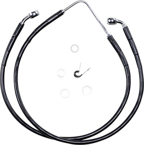 Drag Specialties Line Brk Fr 06 07 Fxdwg Bk BRAKE LINES-HOSES-STAINLESS ST Drag Specialties