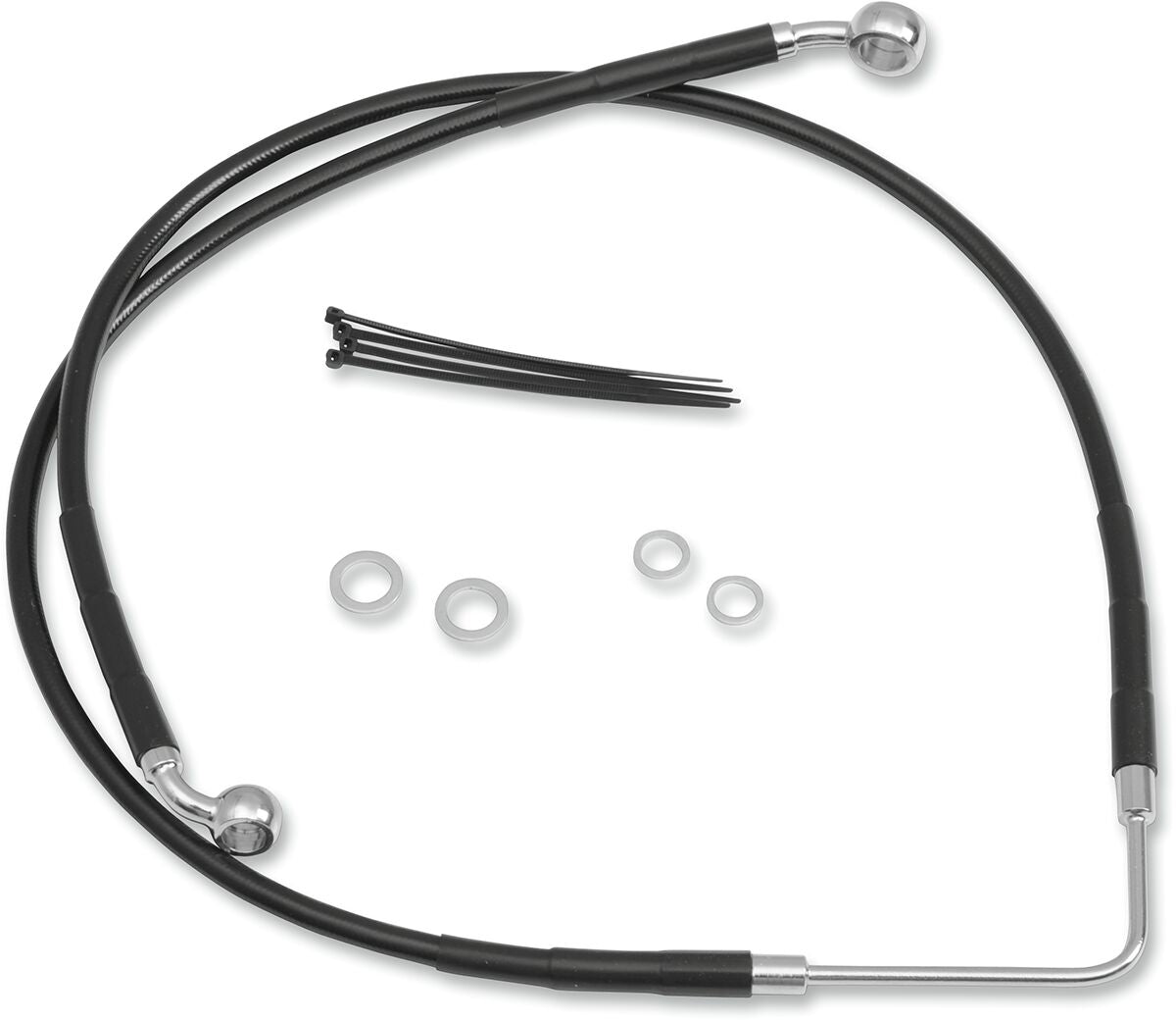 Drag Specialties Line Brk Fr 06 07 Fxdwg Bk BRAKE LINES-HOSES-STAINLESS ST Drag Specialties