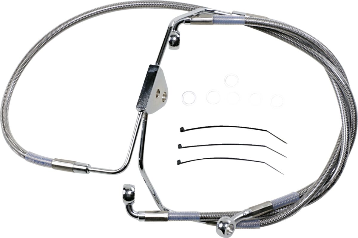 Drag Specialties Front Brake Line Stainless Steel Extended 4" Brake Lines Hoses Stainless Drag Specialties