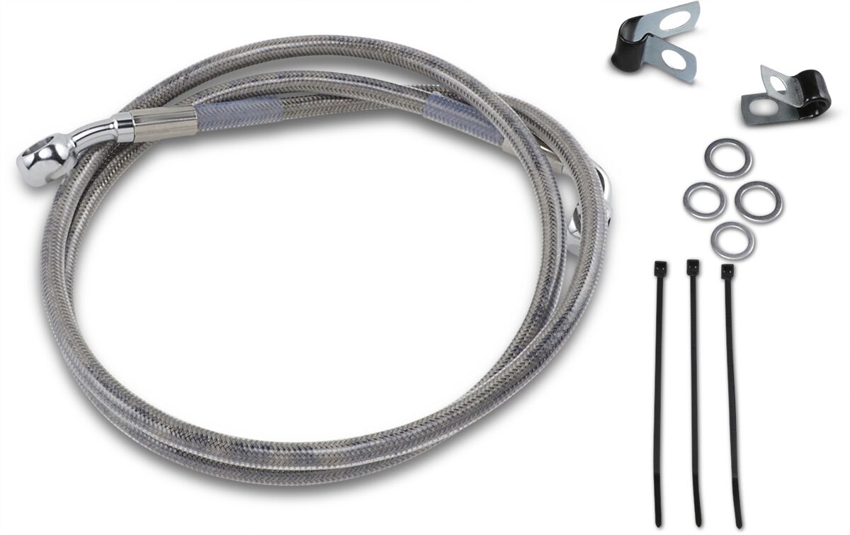 Drag Specialties Line Brk Ft Fxd 95 9 Ss+2 BRAKE LINES-HOSES-STAINLESS ST Drag Specialties