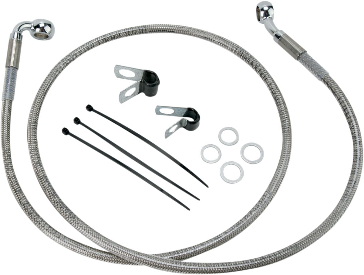 Drag Specialties Line Brk Ft Fxd 00 5 Ss+10 BRAKE LINES-HOSES-STAINLESS ST Drag Specialties