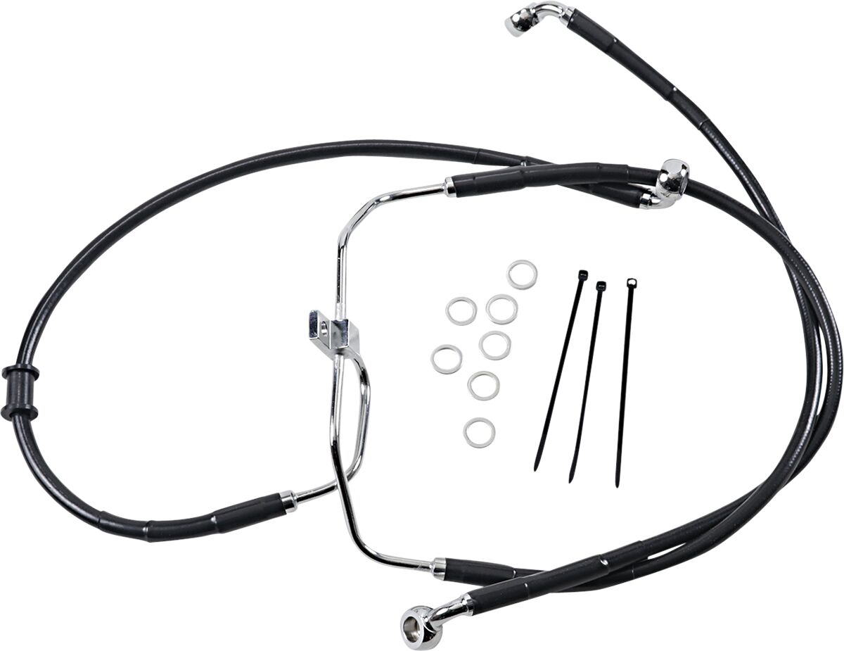 Drag Specialties Brakeline Fxdf08 17 Blk+2 BRAKE LINES-HOSES-STAINLESS ST Drag Specialties