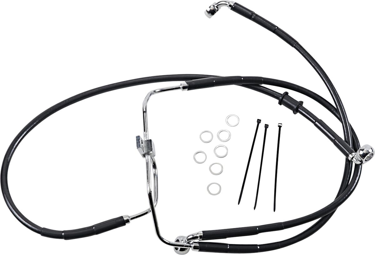 Drag Specialties Front Brake Line Black Vinyl Coated Stainless Steel Extended 6" Brake Lines Hoses Stainless Drag Specialties
