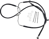 Drag Specialties Front Brake Line Black Vinyl Coated Stainless Steel Extended 8" Brake Lines Hoses Stainless Drag Specialties