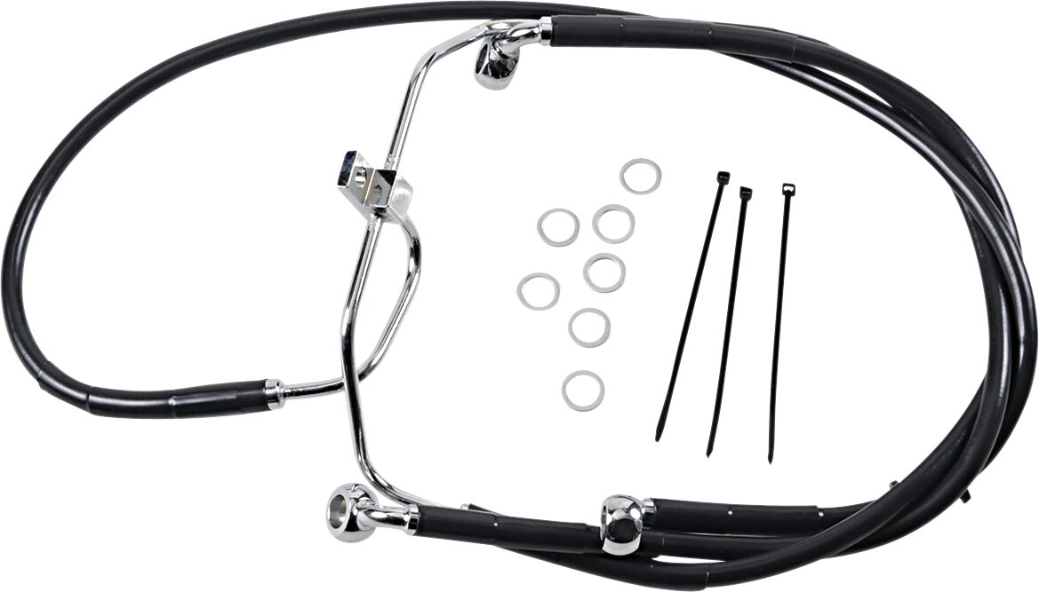 Drag Specialties Front Brake Line Black Vinyl Coated Stainless Steel Extended 10" Brake Lines Hoses Stainless Drag Specialties