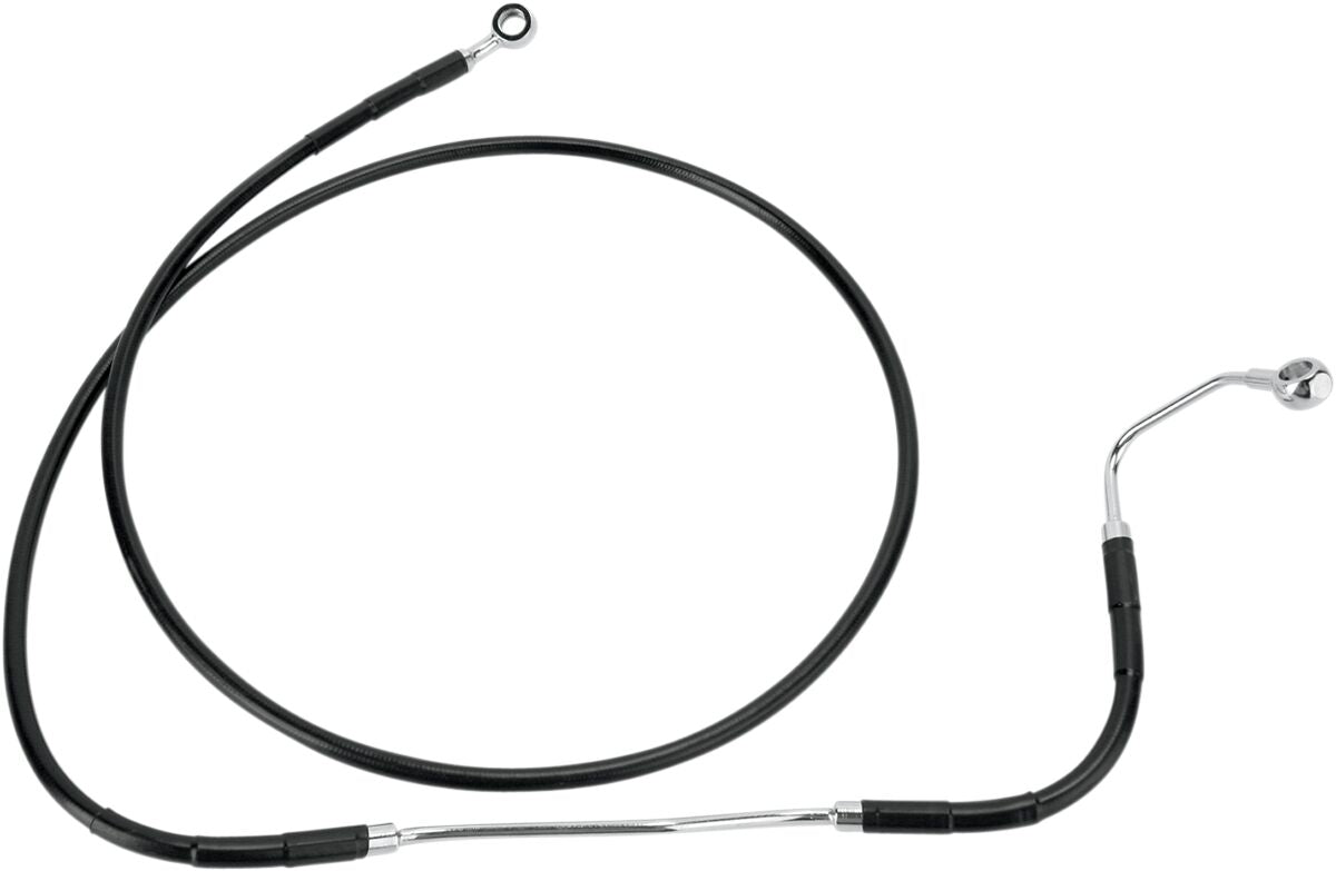 Drag Specialties Front Upper Brake Line Black Vinyl Coated Stainless Steel Extended 10" Brake Lines Hoses Stainless Drag Specialties
