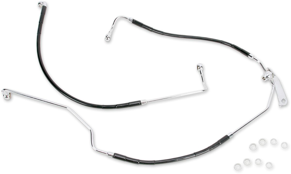 Drag Specialties Rear Brake Line Black Vinyl Coated Stainless Steel Brake Lines Hoses Stainless Drag Specialties