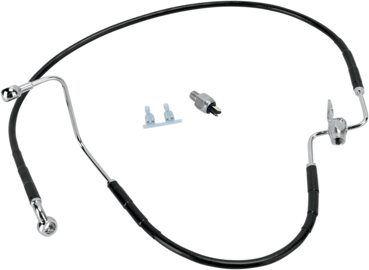 Drag Specialties Rear Brake Line Black Vinyl Coated Stainless Steel Brake Lines Hoses Stainless Drag Specialties