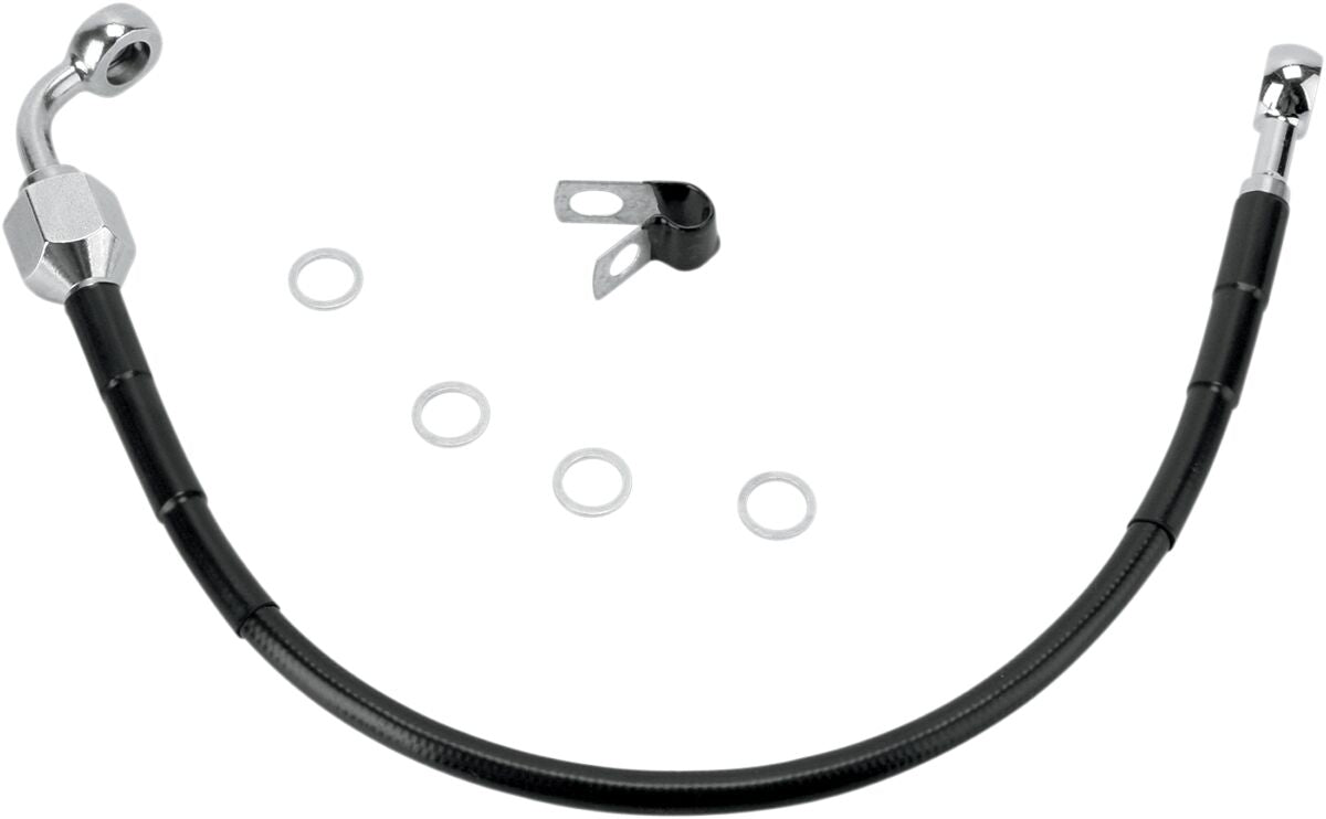 Drag Specialties Rear Brake Line Black Vinyl Coated Stainless Steel Brake Lines Hoses Stainless Drag Specialties