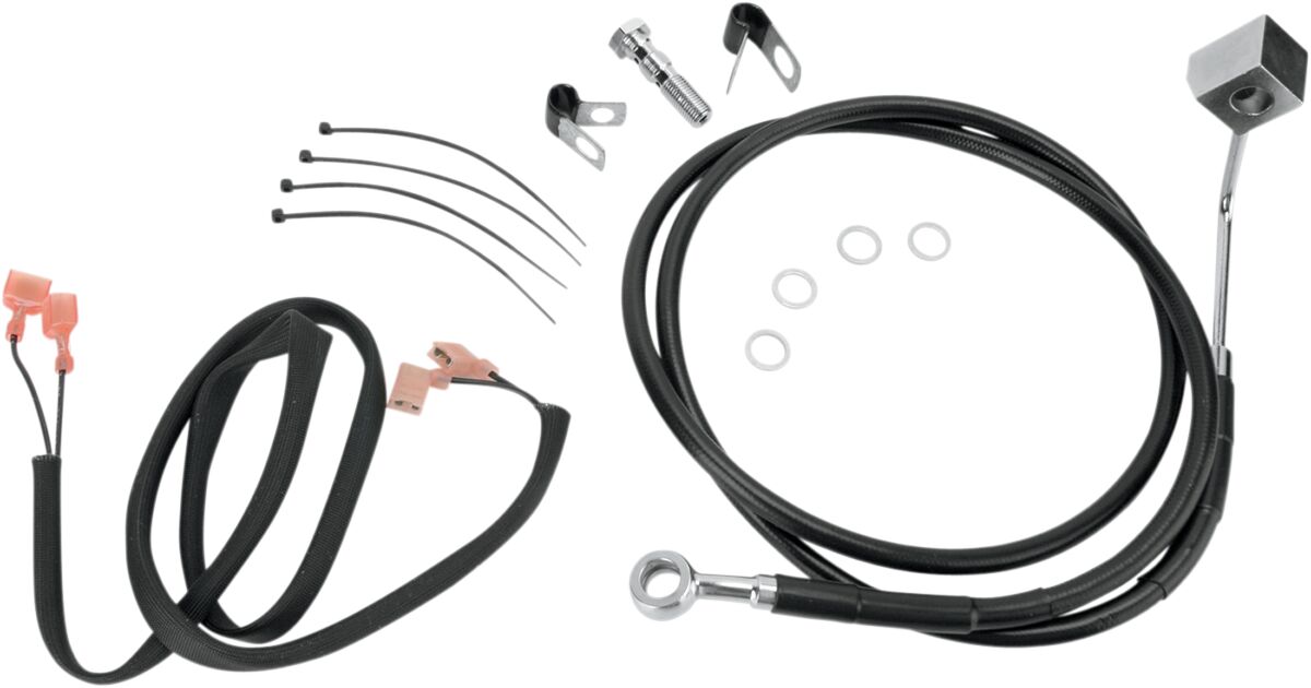 Drag Specialties Rear Brake Line Black Vinyl Coated Stainless Steel Brake Lines Hoses Stainless Drag Specialties