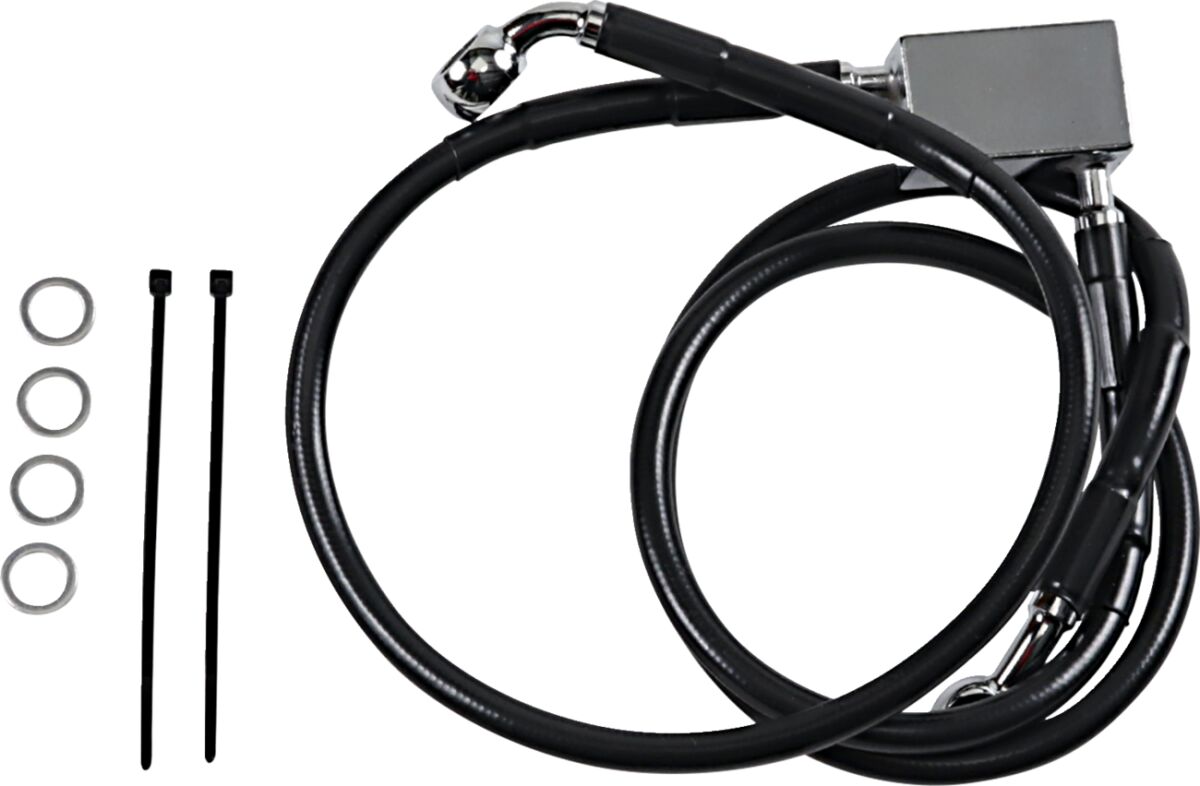 Drag Specialties Rear Brake Line Black Vinyl Coated Stainless Steel Brake Lines Hoses Stainless Drag Specialties