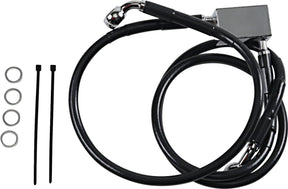 Drag Specialties Rear Brake Line Black Vinyl Coated Stainless Steel Brake Lines Hoses Stainless Drag Specialties