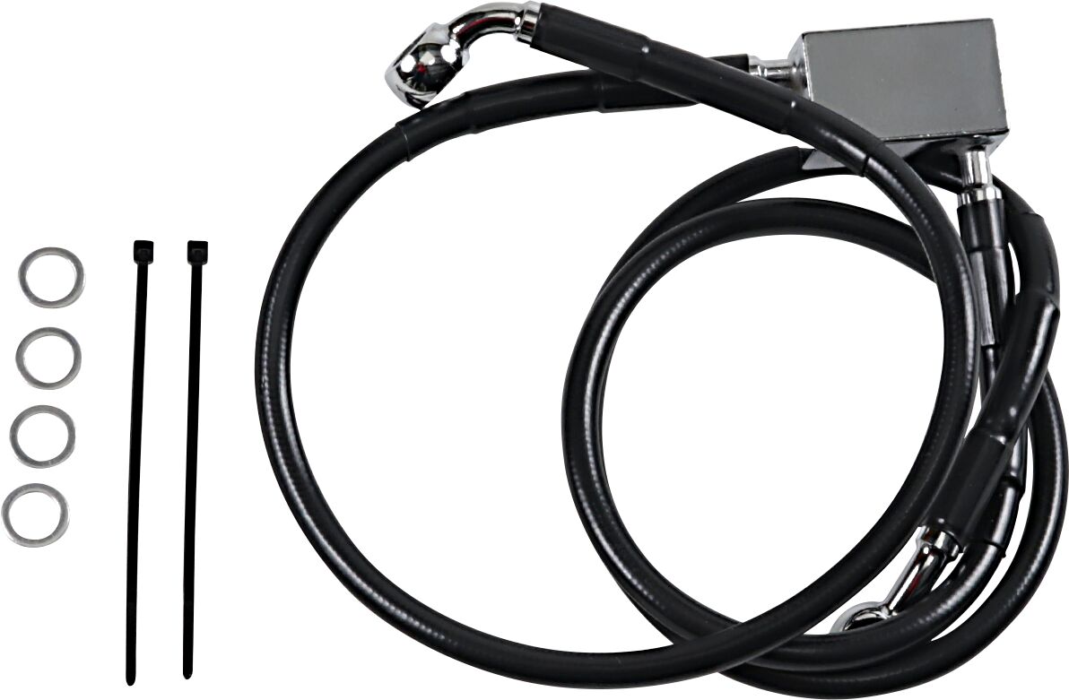 Drag Specialties Rear Brake Line Black Vinyl Coated Stainless Steel Brake Lines Hoses Stainless Drag Specialties