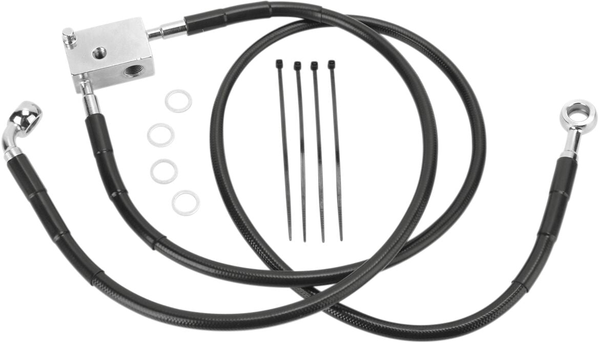 Drag Specialties Rear Brake Line Black Vinyl Coated Stainless Steel Brake Lines Hoses Stainless Drag Specialties