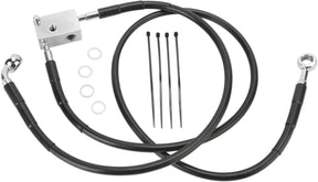 Drag Specialties Rear Brake Line Black Vinyl Coated Stainless Steel Brake Lines Hoses Stainless Drag Specialties